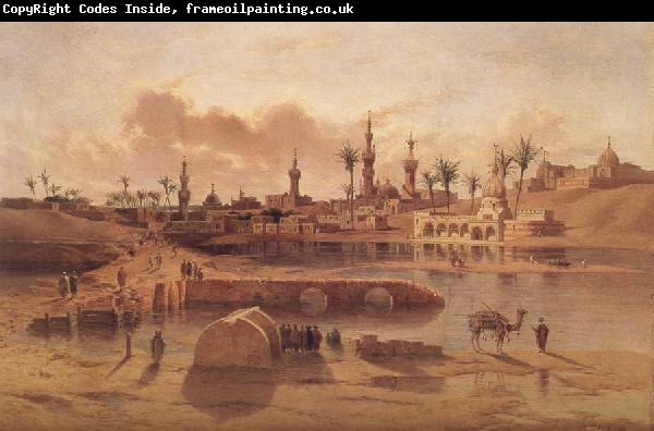 Adrien Dauzats View of Damanhur during the Flooding of the Nile